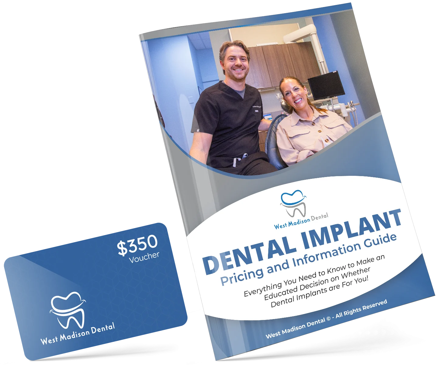 Dental implant pricing and information guide with a gift card